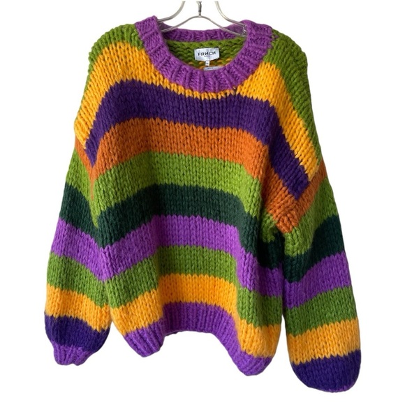 FRNCH knitted color striped chunky sweater Size Medium - Picture 3 of 8